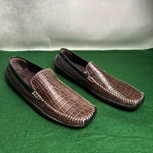 Tommy Bahama Brown Crocodile Texture Loafers